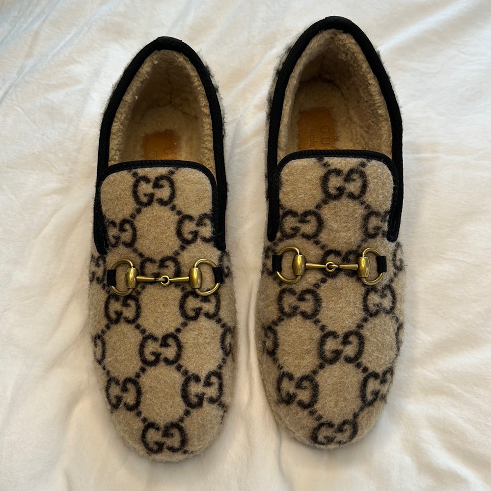 Authentic Gucci slipper loafer GG horsebit slide on shoes FRIA